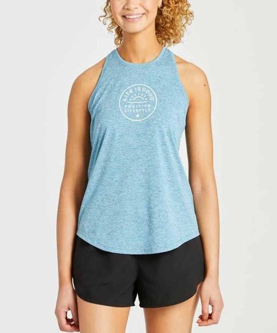 Wholesale * Promo Life Is Good Persian Blue 'Positive Lifestyle' Sun Racerback Tank Women & Plus