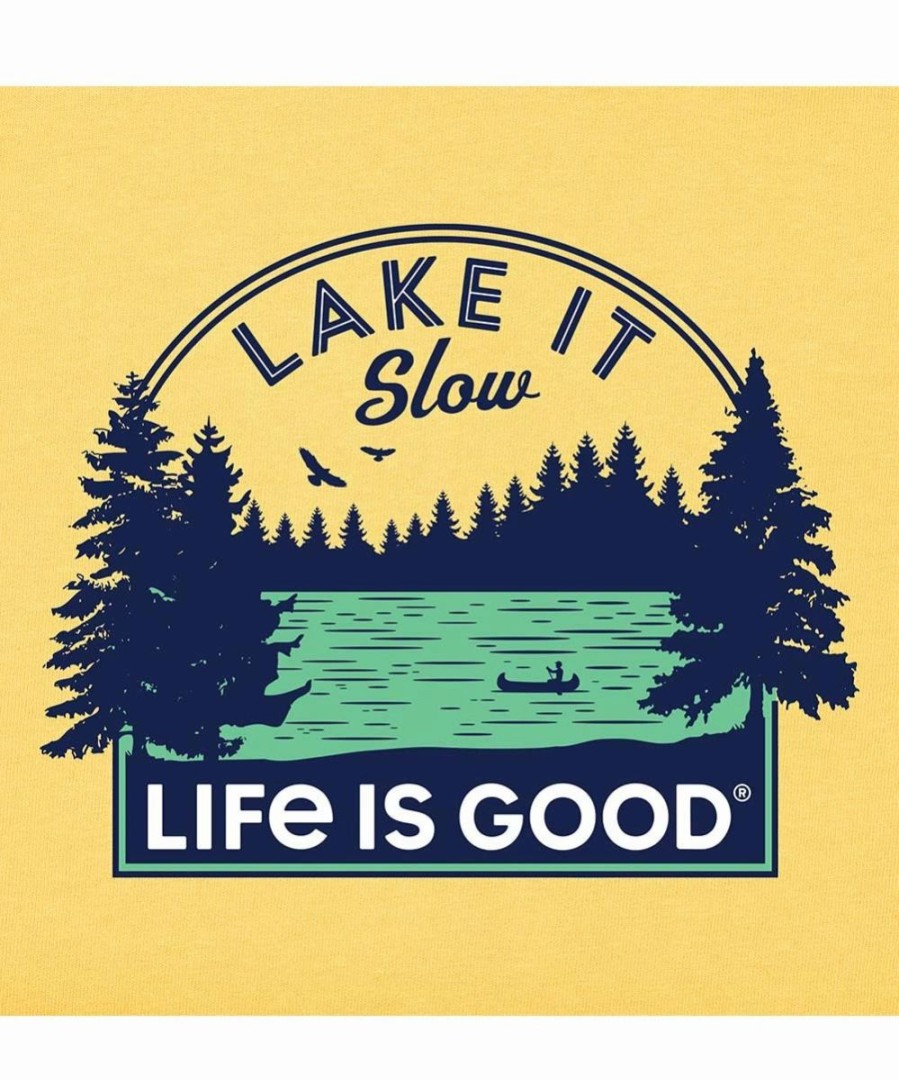 Wholesale * Hot Sale Life Is Good Happy Yellow 'Lake It Slow' Logo Crewneck Tee Women