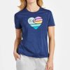 Wholesale * New Life Is Good Darkest Blue Cationic Active Clean Wave Heart Crewneck Tee Women & Plus