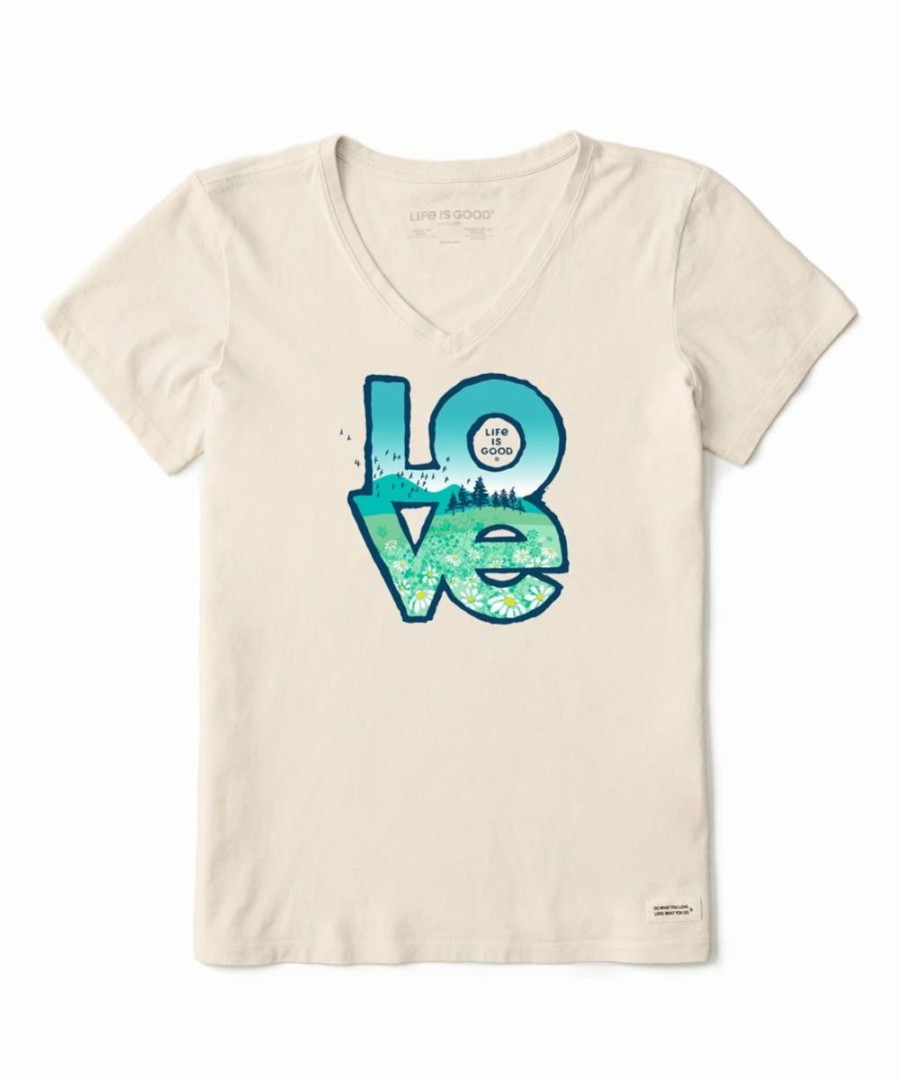 Clearance * Best Reviews Of Life Is Good Putty White 'Love' Landscape Crusher-Lite Crewneck Tee Women & Plus