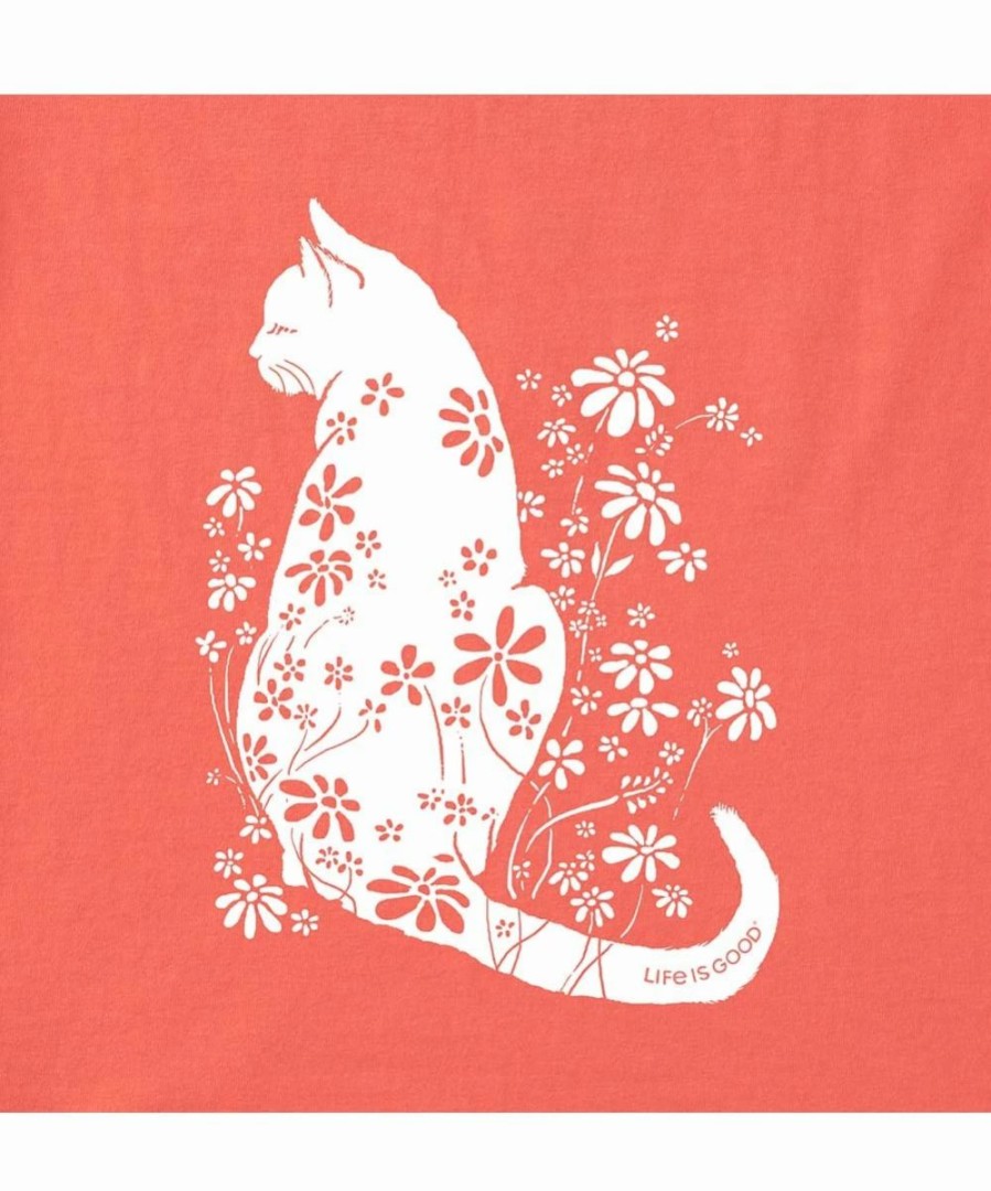 New * Best Sale Life Is Good Mango Orange Cat Flower Power Crusher Crewneck Tee Girls