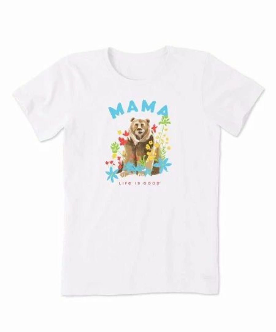 Wholesale * Top 10 Life Is Good Cloud White 'Mama' Bear Crusher Crewneck Tee Women