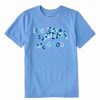 New * Top 10 Life Is Good Cornflower Blue Heart-Filled Dolphin Logo Crewneck Tee Girls