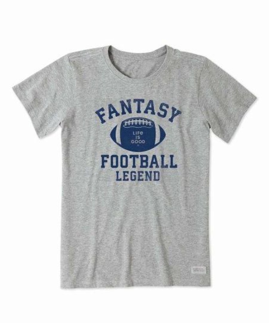 New * Discount Life Is Good Heather Gray 'Fantasy Football' Crusher Crewneck Tee Women