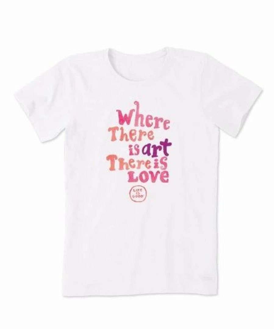 Clearance * Budget Life Is Good Cloud White 'Where There Is Art' Crusher Crewneck Tee Women