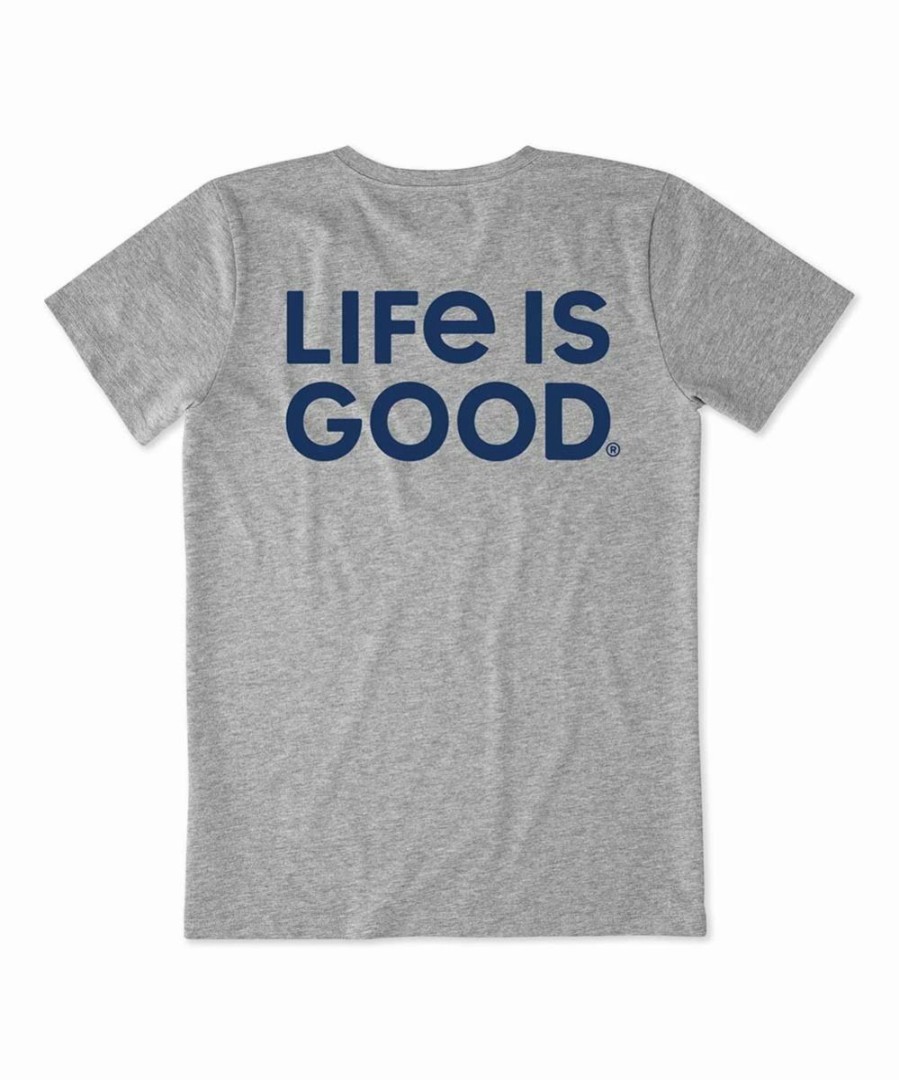 New * Cheap Life Is Good Heather Gray 'Life Is Good' Logo Crewneck Tee Women