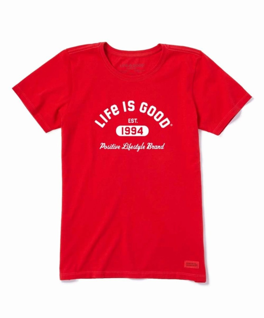 Wholesale * Budget Life Is Good Red 'Positive Lifestyle Brand' Logo Crewneck Tee Women & Plus