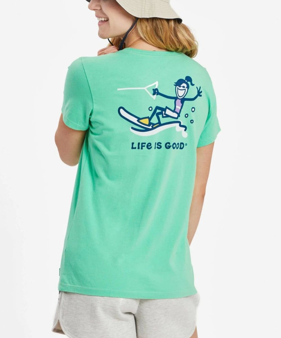 Hot * Best Pirce Life Is Good Spearmint Green Jackie Water Ski Crusher Tee Women