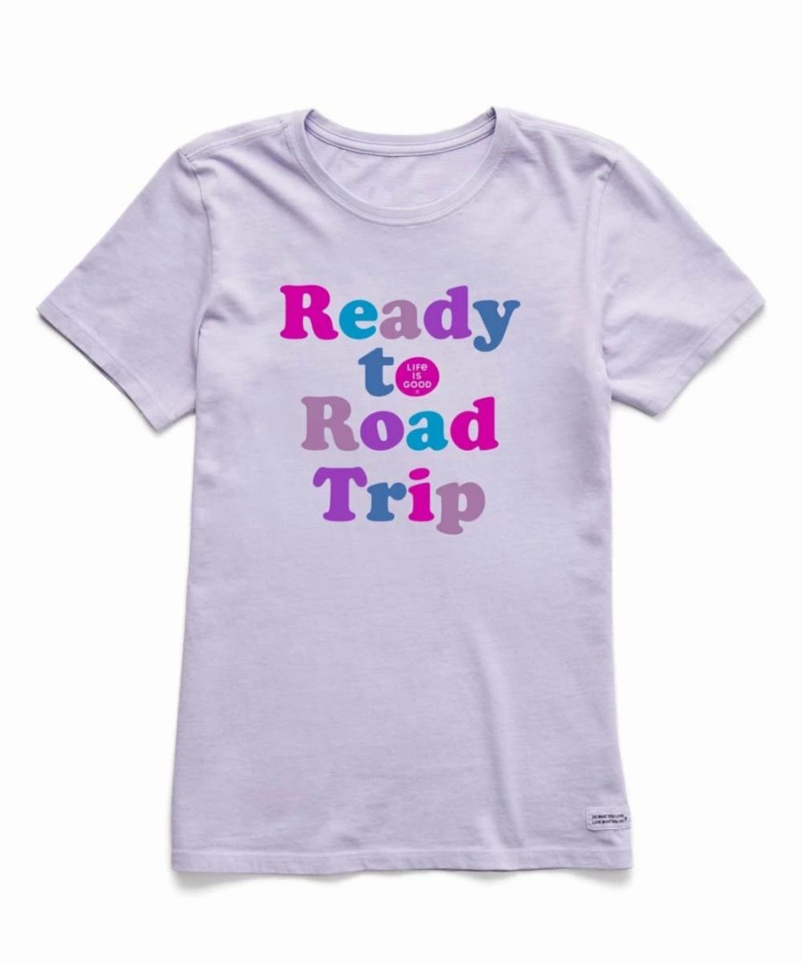 Wholesale * Hot Sale Life Is Good Lilac Purple 'Ready To Road-Trip' Logo Crewneck Tee Women & Plus