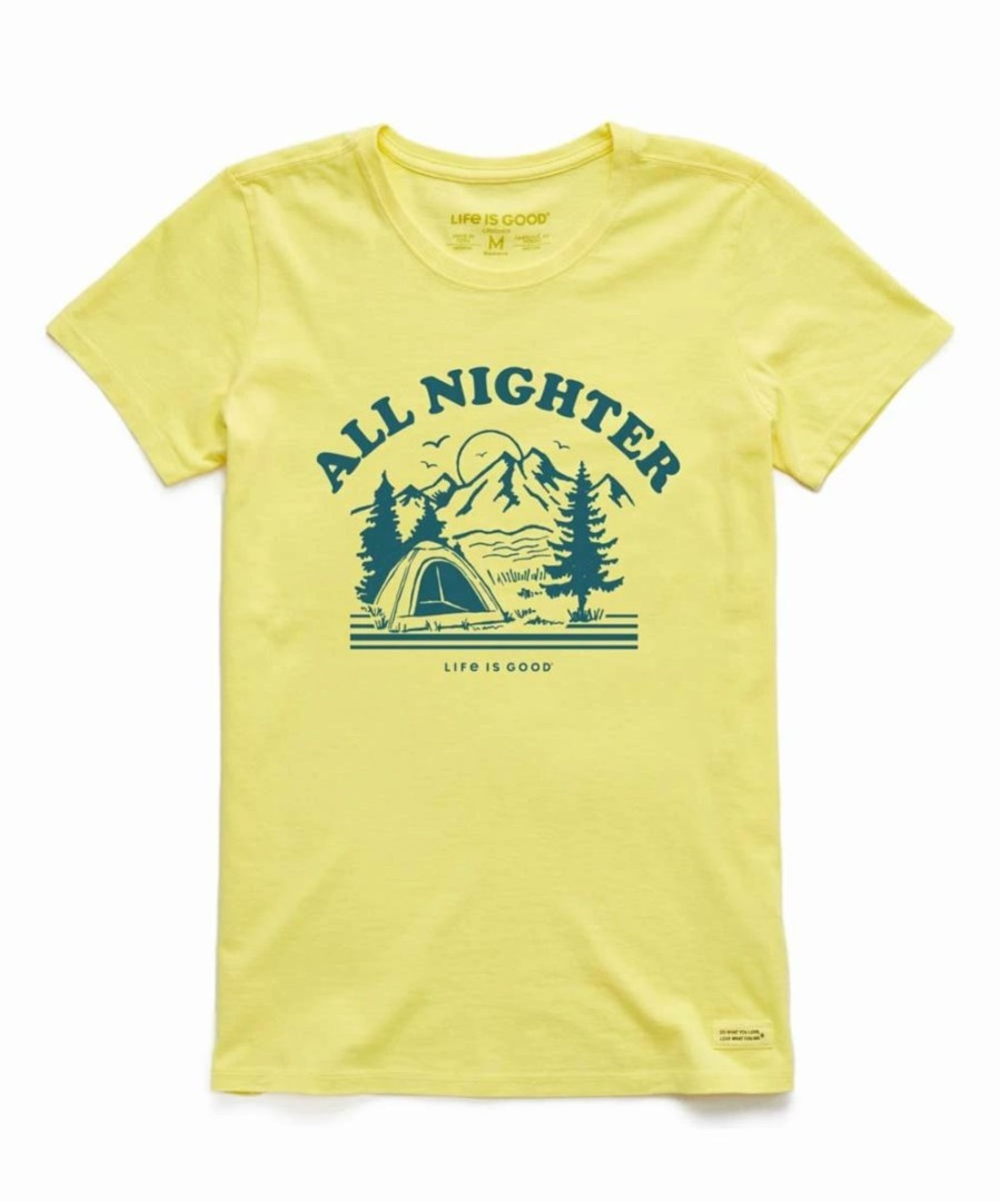 Best * Cheapest Life Is Good Lemon Yellow 'All-Nighter' Logo Crewneck Tee Women