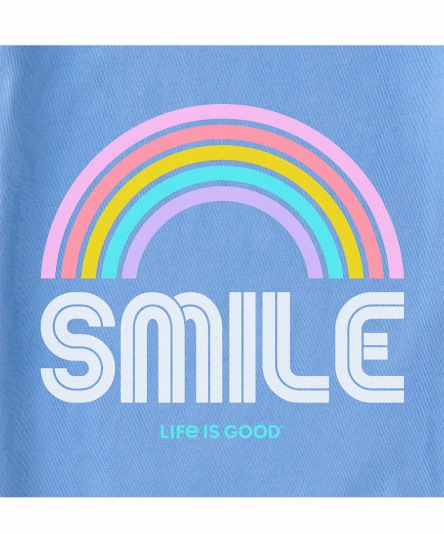 Clearance * Brand New Life Is Good Cornflower Blue 'Smile' Short-Sleeve Boxy Tee Women