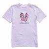 Best * Best Pirce Life Is Good Lilac Purple Flip-Flops Logo Crewneck Tee Girls