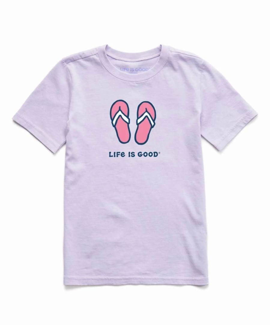 Best * Best Pirce Life Is Good Lilac Purple Flip-Flops Logo Crewneck Tee Girls