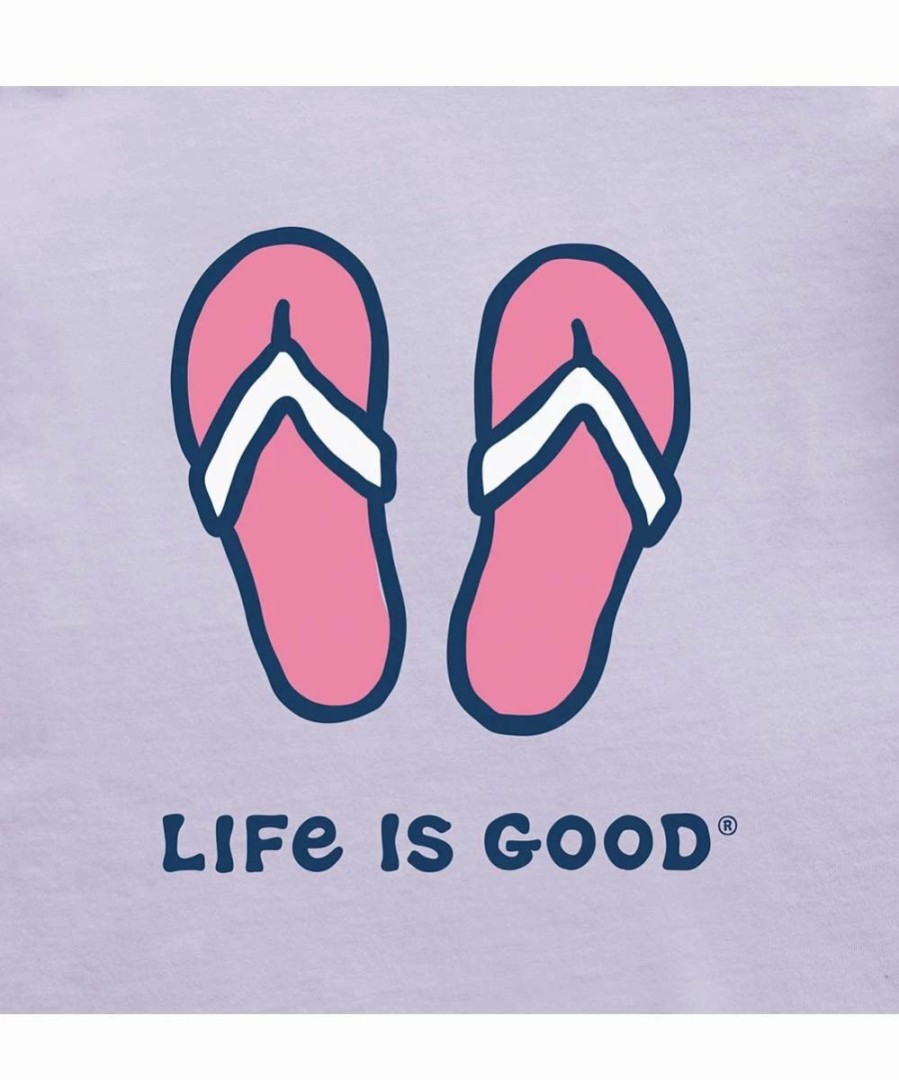 Best * Best Pirce Life Is Good Lilac Purple Flip-Flops Logo Crewneck Tee Girls