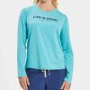 Clearance * Best Deal Life Is Good Island Blue Cationic Active 'Est 1994' Long-Sleeve Crewneck Tee Women