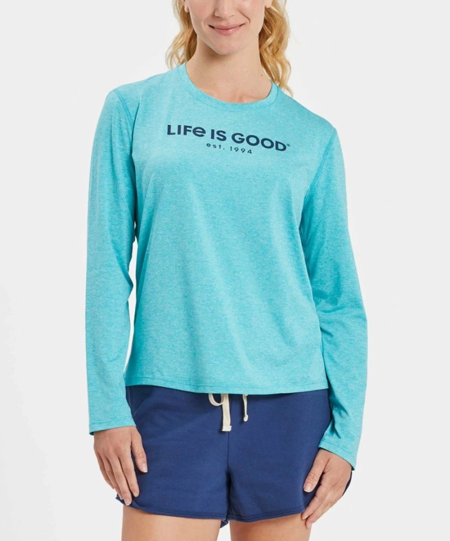 Clearance * Best Deal Life Is Good Island Blue Cationic Active 'Est 1994' Long-Sleeve Crewneck Tee Women