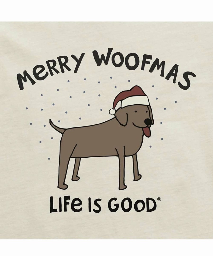 Hot * Coupon Life Is Good Putty White 'Woofmas' Dog Long-Sleeve Tee Women