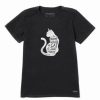 Hot * Brand New Life Is Good Jet Black 'A Home Without A Cat' Crusher Crewneck Tee Plus