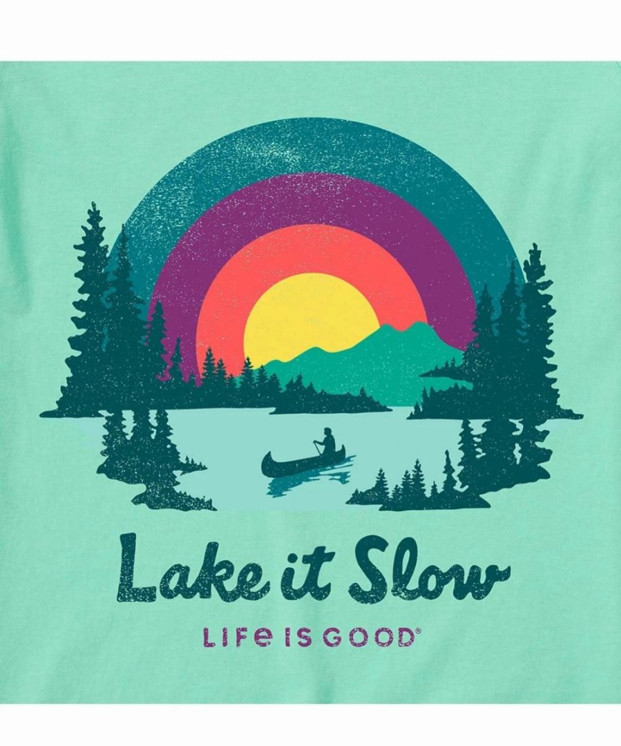 Clearance * Cheap Life Is Good Spearmint Green 'Lake It Slow' Logo Crewneck Tee Women & Plus