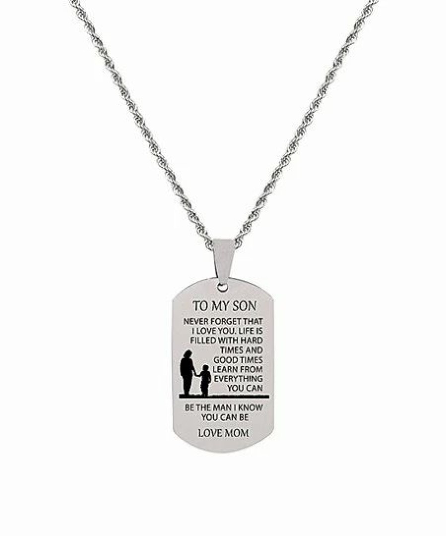 Hot * Top 10 Pink Box Accessories Stainless Steel 'To My Son' Tag Pendant Necklace