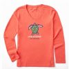 Online * Deals Life Is Good Mango Orange 'Just Add Water' Turtle V-Neck Long-Sleeve Tee Women