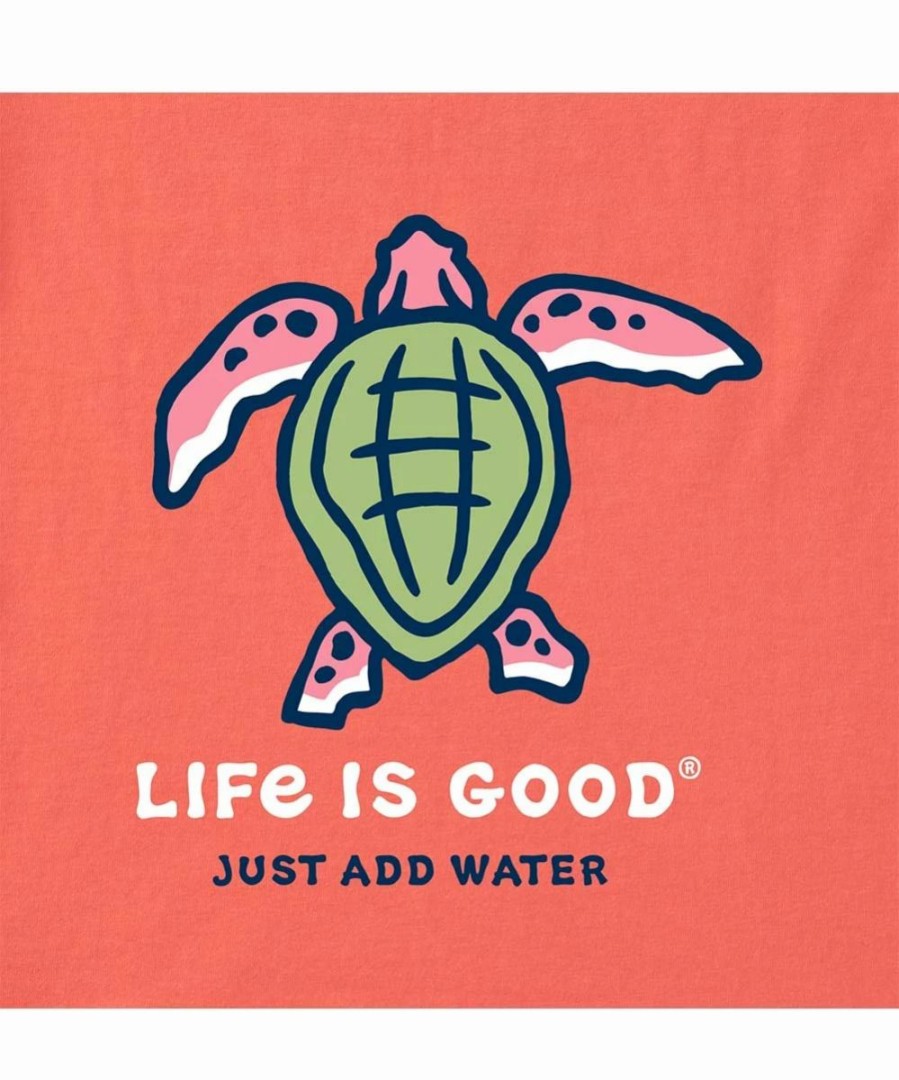 Online * Deals Life Is Good Mango Orange 'Just Add Water' Turtle V-Neck Long-Sleeve Tee Women