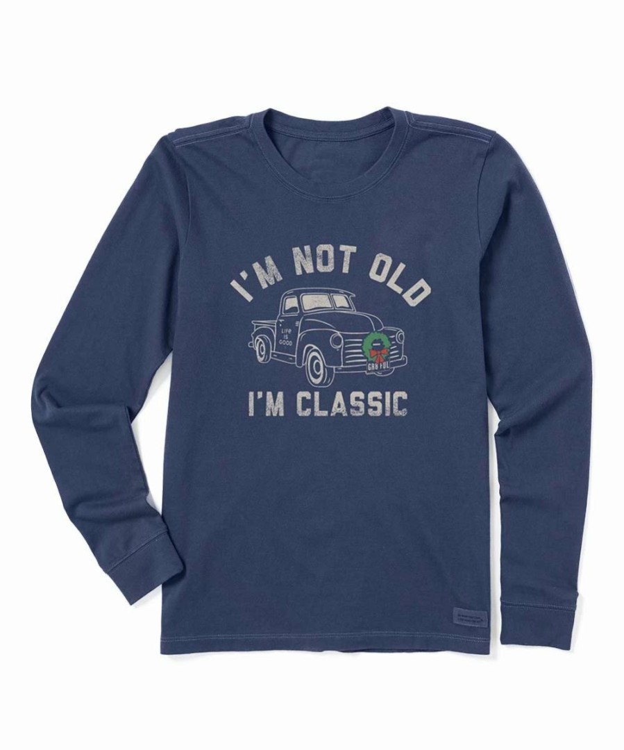 Hot * Deals Life Is Good Darkest Blue 'I'M Classic' Truck V-Neck Long-Sleeve Top Women