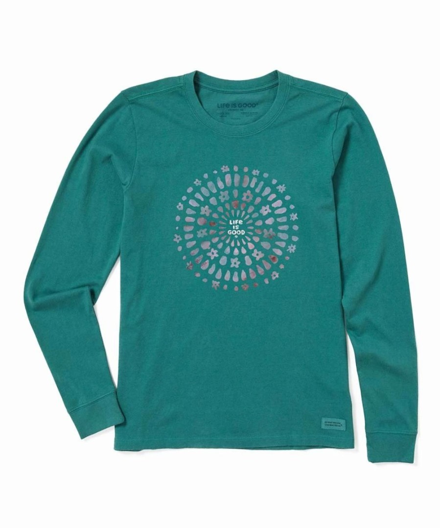 Clearance * Discount Life Is Good Spruce Green 'Life Is Good' Long-Sleeve Crewneck Tee Women