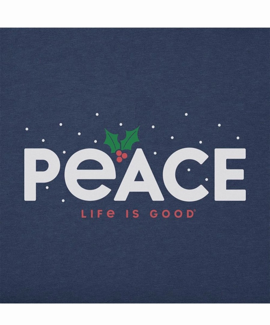 Hot * Outlet Life Is Good Darkest Blue 'Peace' Mistletoe Crusher Long-Sleeve Tee Men