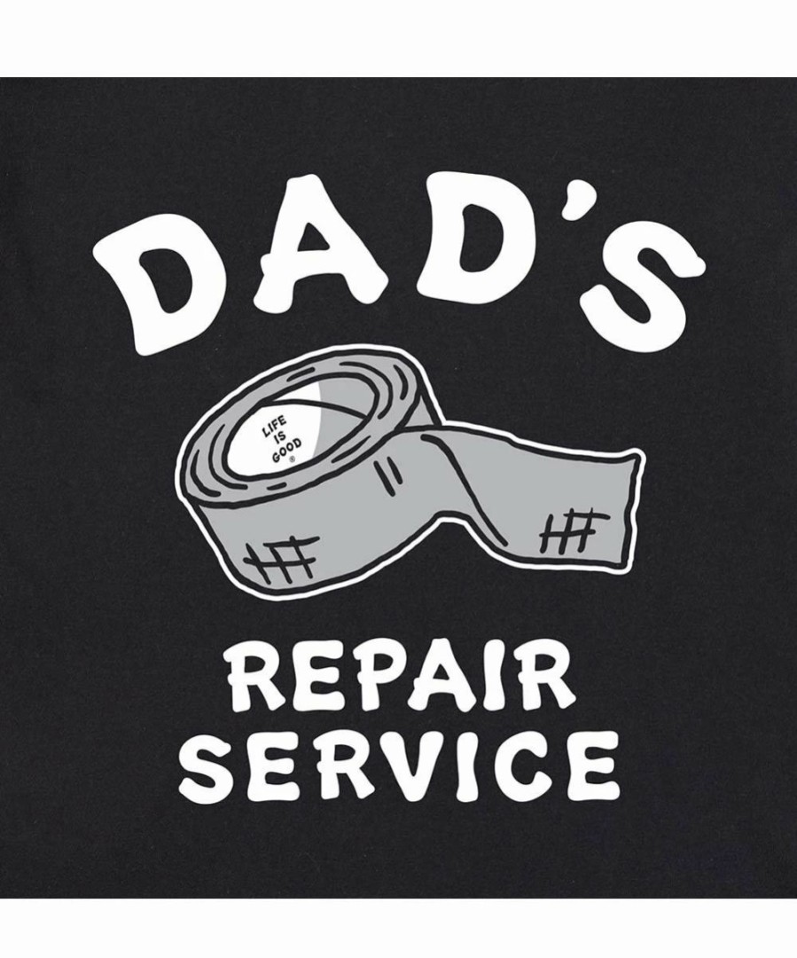 New * Deals Life Is Good Jet Black Duct Tape 'Dad'S Repair Service' Logo Crewneck Tee Men