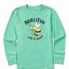 Best * Best Pirce Life Is Good Spearmint Green 'Beelieve' Long-Sleeve Crusher Crewneck Tee Kids