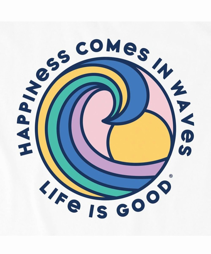 Wholesale * Coupon Life Is Good Cloud White 'Happiness Comes In Waves' Short-Sleeve Boxy Tee Women