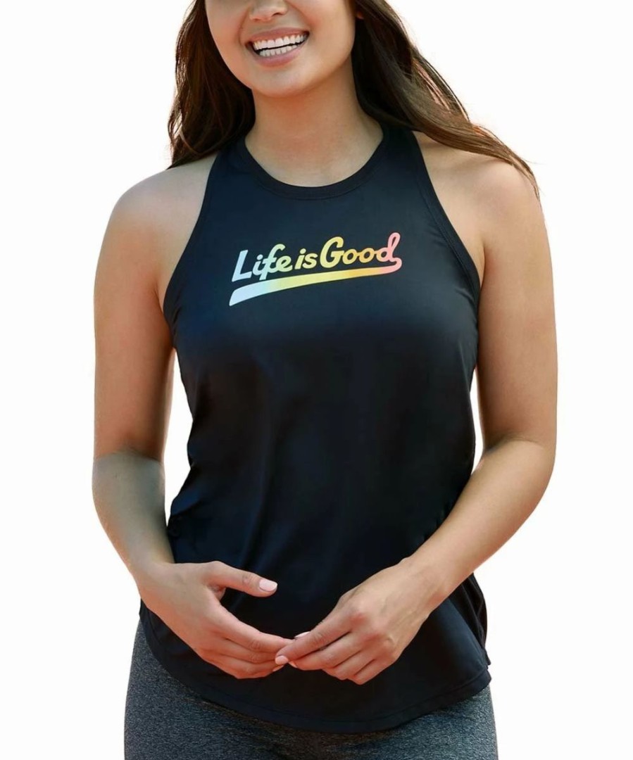 Wholesale * Flash Sale Life Is Good Jet Black 'Life Is Good' Racerback Tank Plus