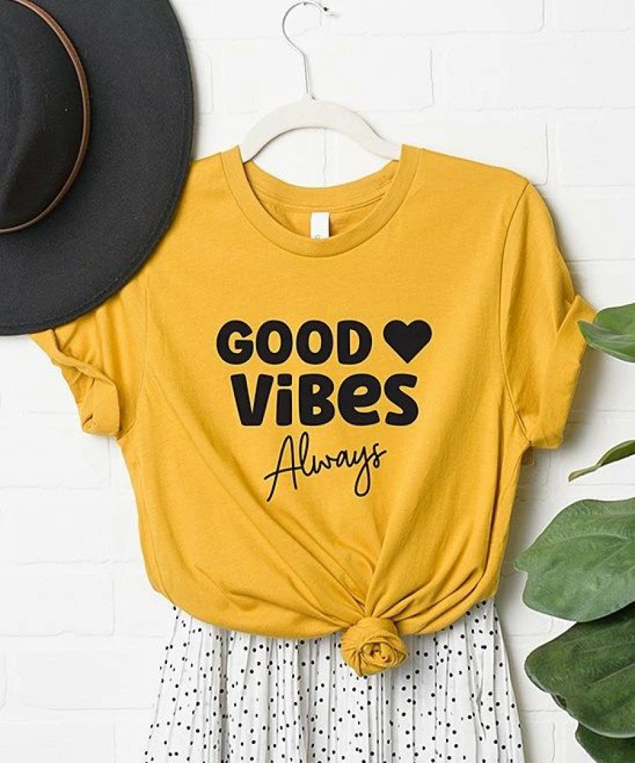 Wholesale * Coupon Simply Sage Market Mustard & Black 'Good Vibes Always' Heart Crewneck Tee Women