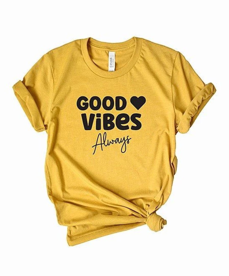 Wholesale * Coupon Simply Sage Market Mustard & Black 'Good Vibes Always' Heart Crewneck Tee Women