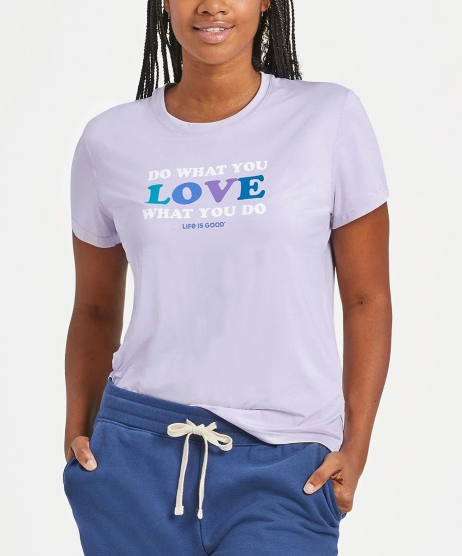 Clearance * Flash Sale Life Is Good Lilac Purple Cationic Active Stack Crewneck Tee Women