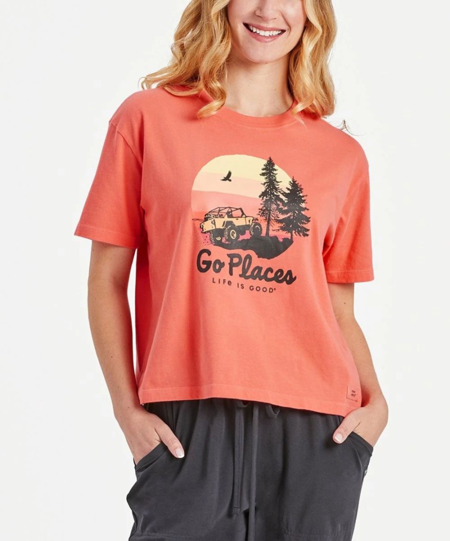 New * Brand New Life Is Good Mango Orange 'Go Places' Short-Sleeve Boxy Tee Women