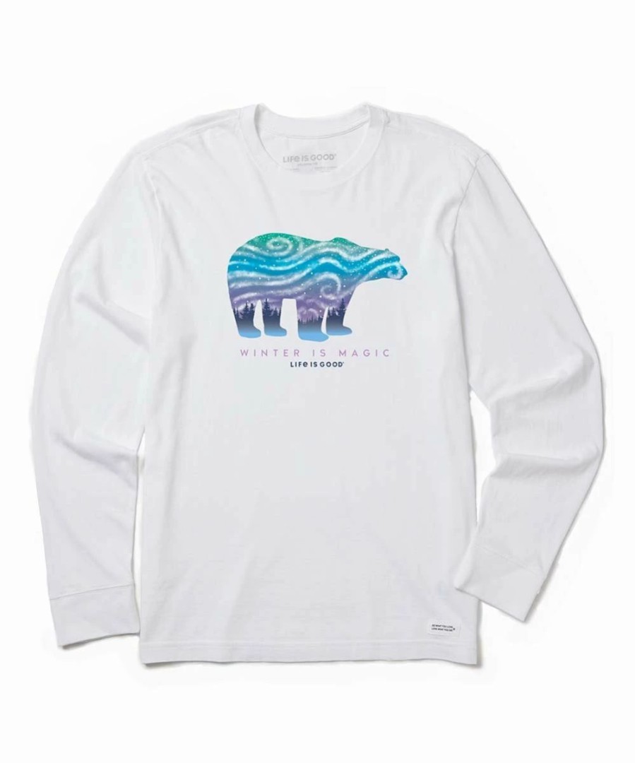 Hot * Outlet Life Is Good Cloud White 'Winter Is Magic' Bear Long-Sleeve Tee Men