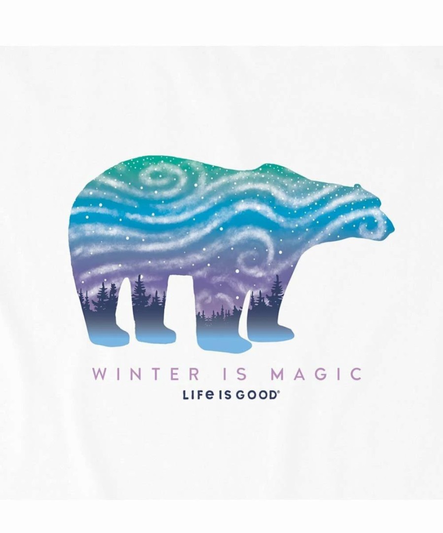 Hot * Outlet Life Is Good Cloud White 'Winter Is Magic' Bear Long-Sleeve Tee Men