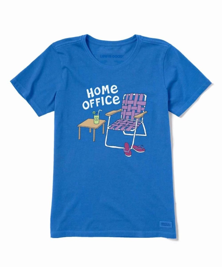 Wholesale * Hot Sale Life Is Good Royal Blue 'Home Office' Logo Crewneck Tee Plus