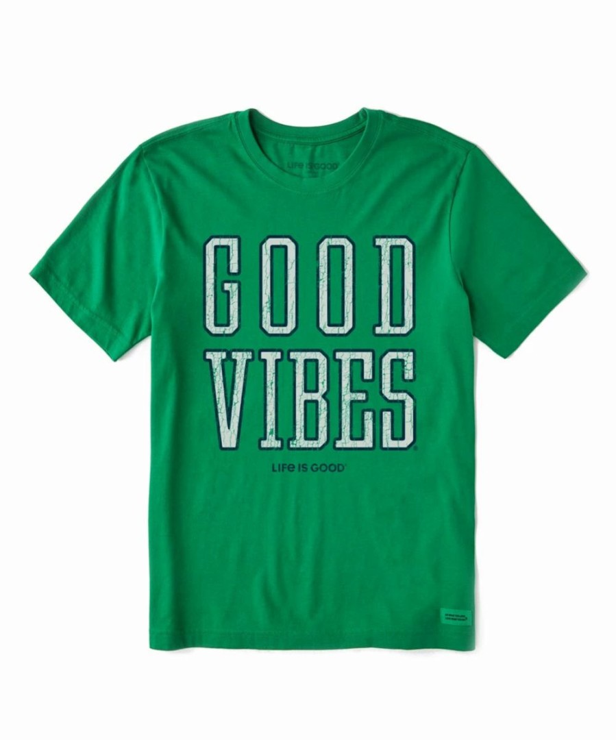 Wholesale * New Life Is Good Kelly Green 'Good Vibes' Crusher Crewneck Tee Men & Big