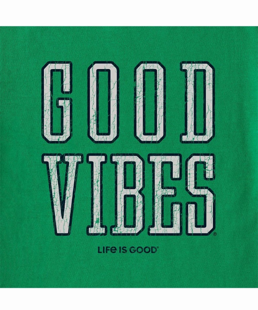 Wholesale * New Life Is Good Kelly Green 'Good Vibes' Crusher Crewneck Tee Men & Big