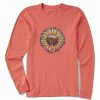 Wholesale * Hot Sale Life Is Good Mango Orange Sunflower Long-Sleeve Crewneck Tee Women