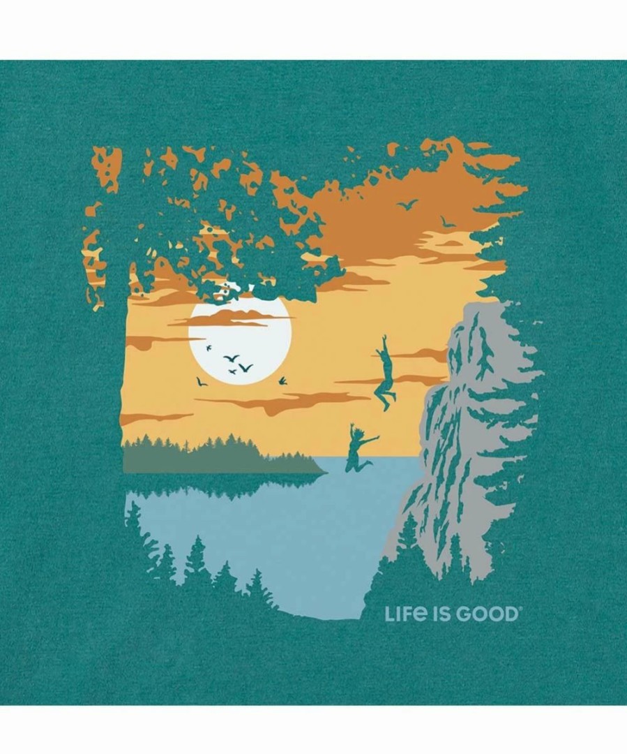 Wholesale * New Life Is Good Spruce Green Cliff Jump Long-Sleeve Tee Men & Big