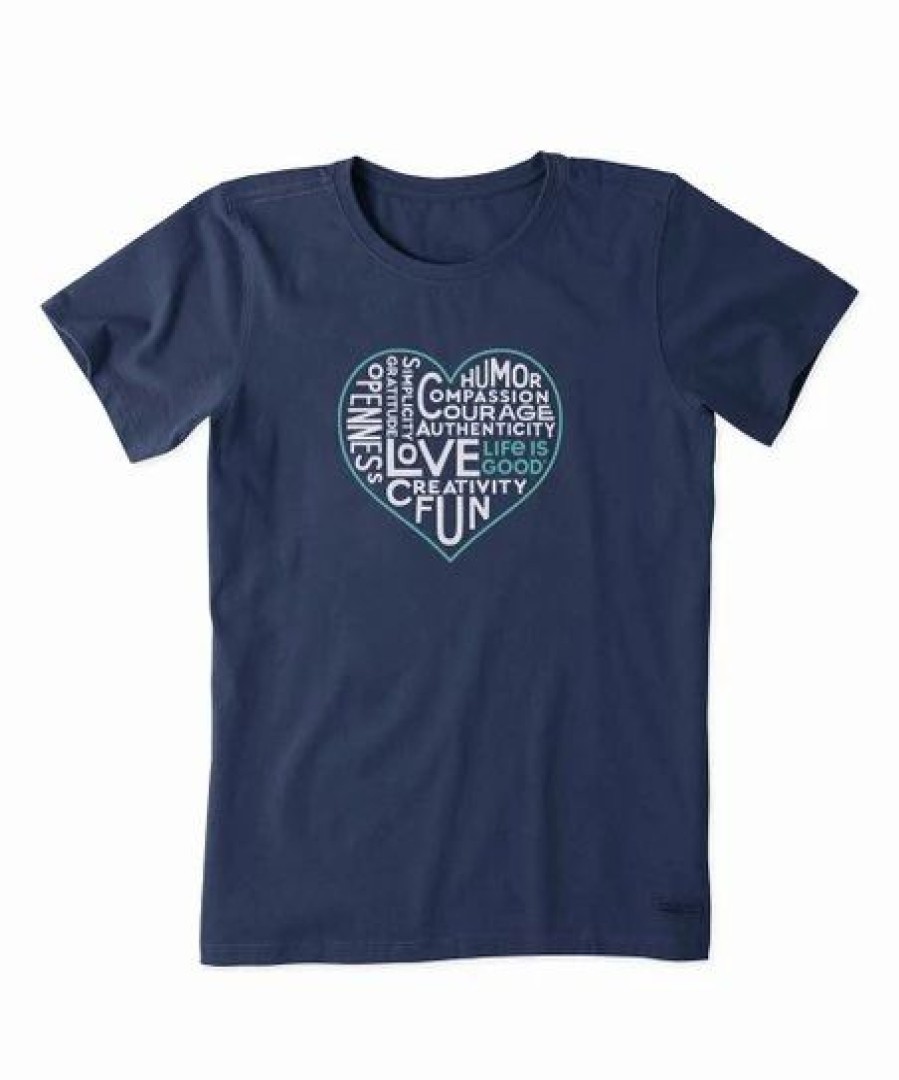 Best * Outlet Life Is Good Darkest Blue 'Love' Word-Fill Heart Crusher Crewneck Tee Plus