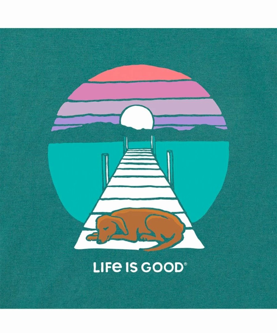 New * Best Reviews Of Life Is Good Spruce Green 'Life Is Good' Dock Dog Crusher-Lite Crewneck Tee Women & Plus