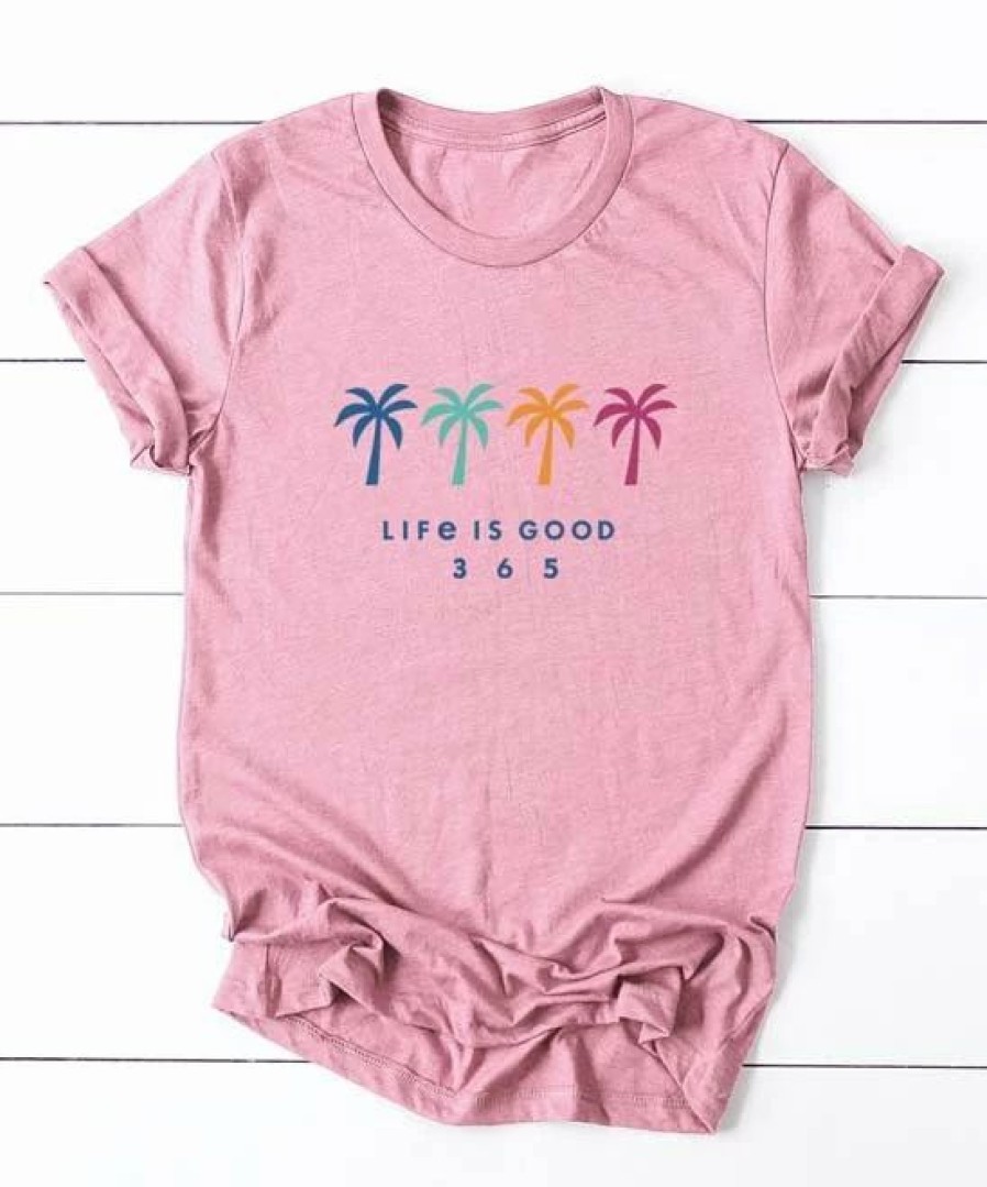 Wholesale * Hot Sale Sc Pink Palm Tree 'Life Is Good 365' Tee Women