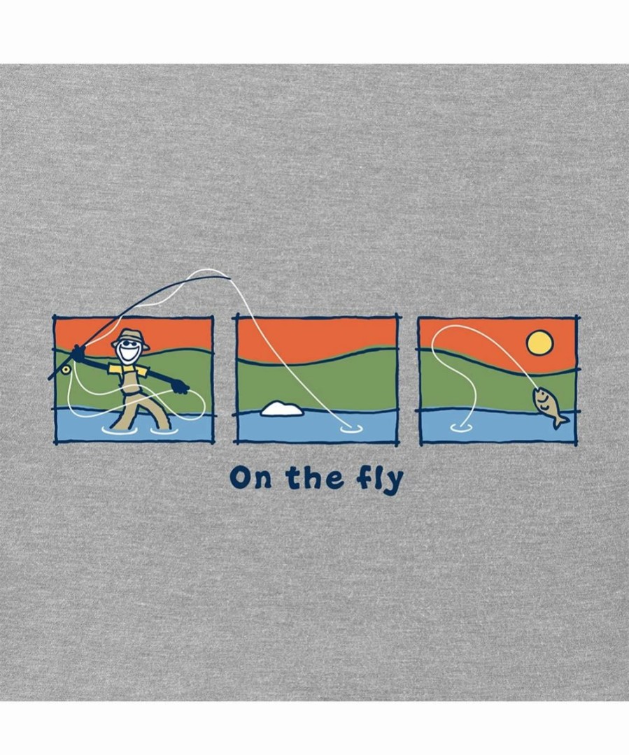 Best * Outlet Life Is Good Heather Gray 'On The Fly' Crusher Crewneck Tee Men