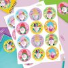 Wholesale * New Personalized Planet Pink & Yellow Bubble Gum Gnome Personalized Sticker Set Of 48