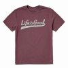 Online * Brand New Life Is Good Mahogany Brown 'Life Is Good' Ball Yard Crusher-Lite Crewneck Tee Men